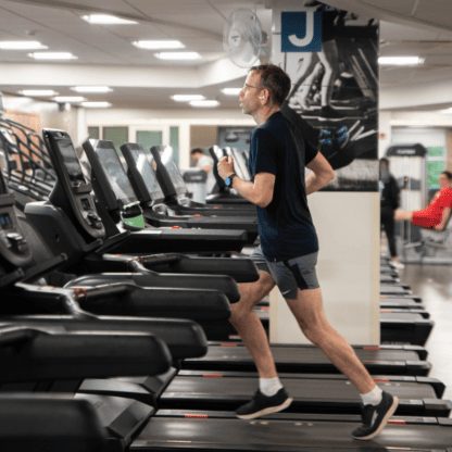 A man running on a treadmill.